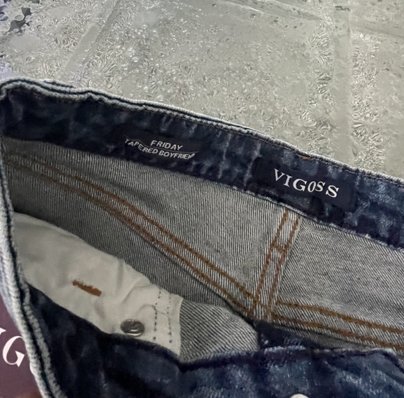 Nwt Vigoss Womens Friday High Rise‎ Tapered Boyfriend Blue Denim Jeans Size 24 - Picture 5 of 7